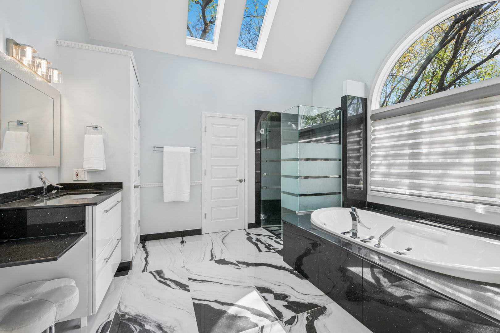 6112 Pleasant View Lane Cary, IL 60013 - Photo 13 of 31 a bathroom with a granite countertop sink a toilet and shower