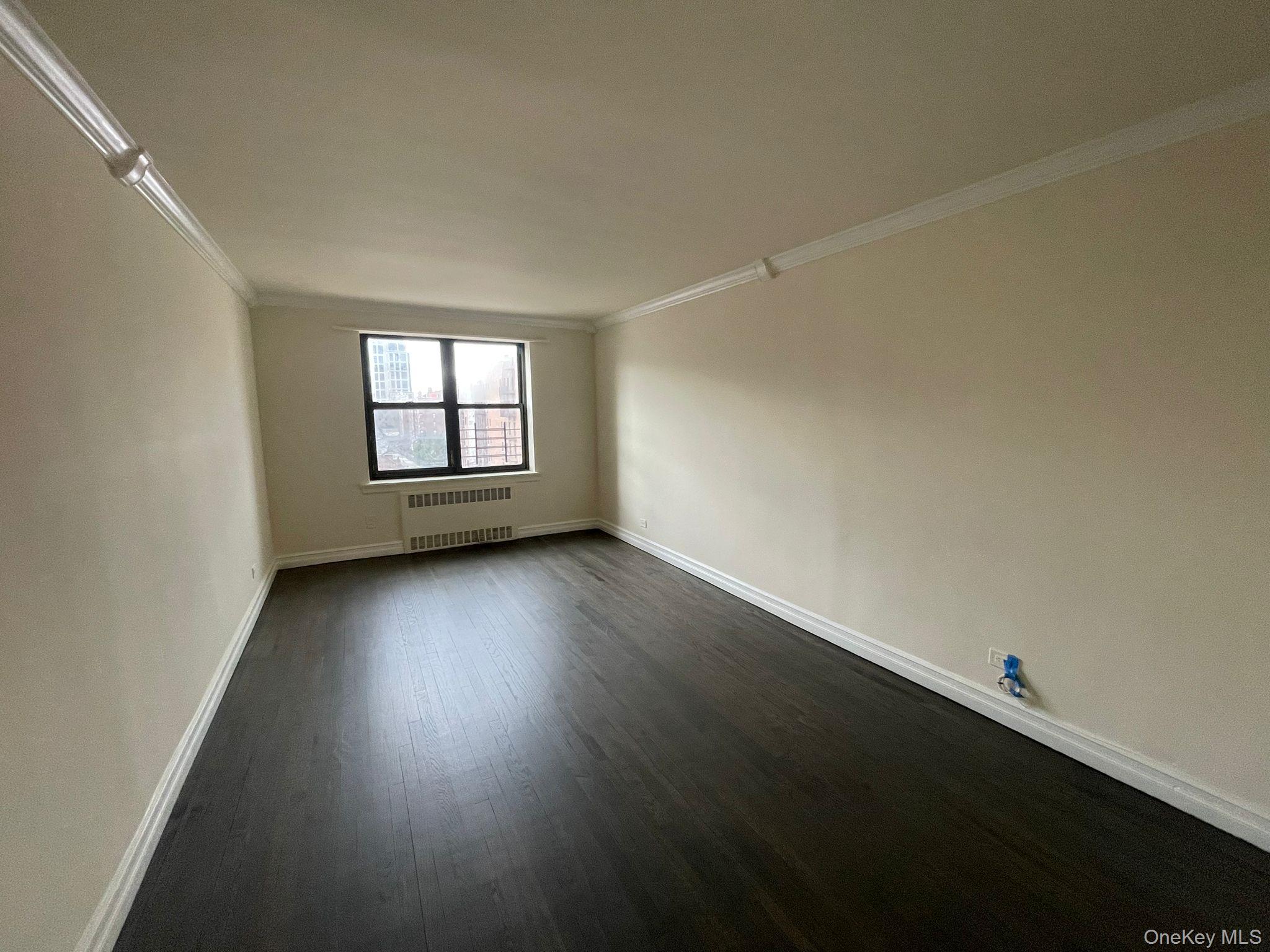 100-11 67th Road, Unit 4 Queens, NY 11375 - Photo 11 of 33 Spare room featuring ornamental molding, dark wood finished floors, and radiator heating unit