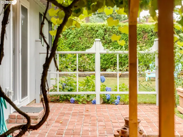 a view of a garden from a windows