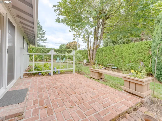 a view of a two chairs next to a yard
