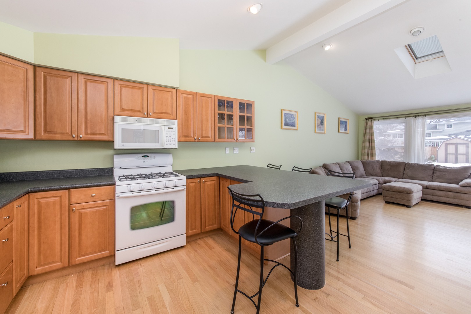 2010 Walnut Street Park Ridge, IL 60068 - Photo 4 of 20 a kitchen with stainless steel appliances a stove a sink dishwasher and a microwave with wooden floor