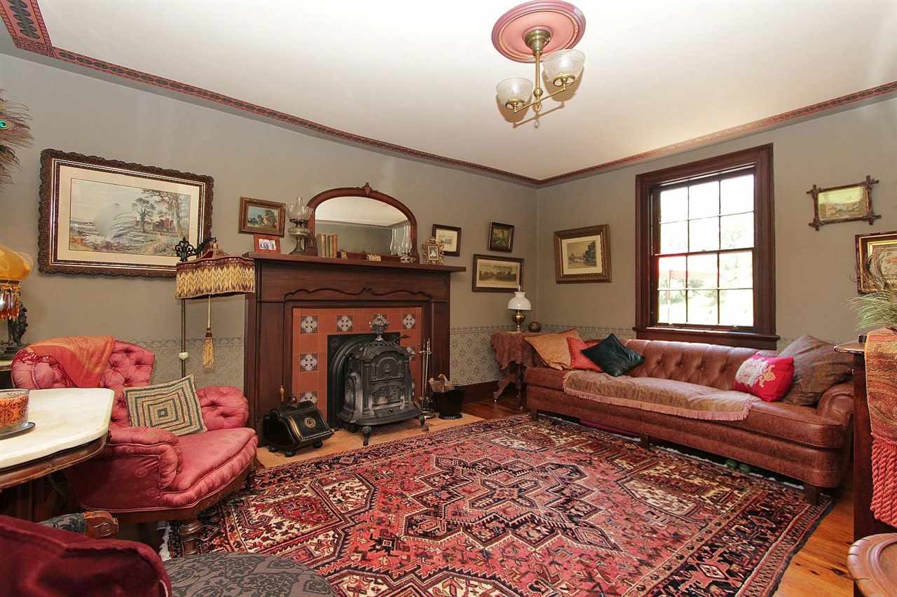 1108 Newport Road Raphine, VA 24472 - Photo 46 of 50 a living room with furniture a rug and a fireplace