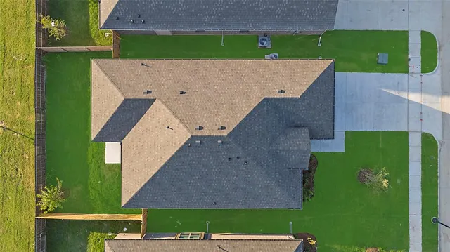 an aerial view of a house