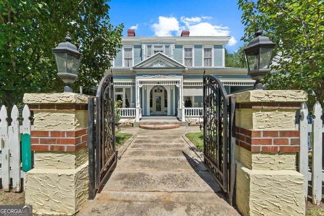 front view of a building with a porch