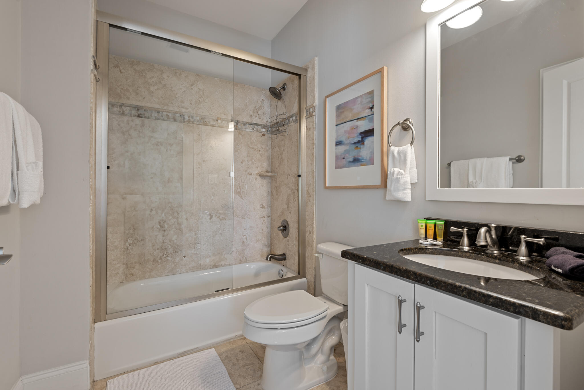 29 Coastal Grove Way, Unit 2 Santa Rosa Beach, FL 32459 - Photo 24 of 56 a bathroom with a granite countertop sink toilet and shower