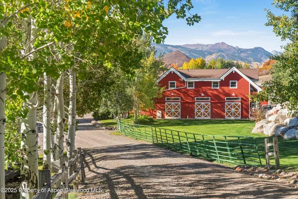a view of a yard with a mountain