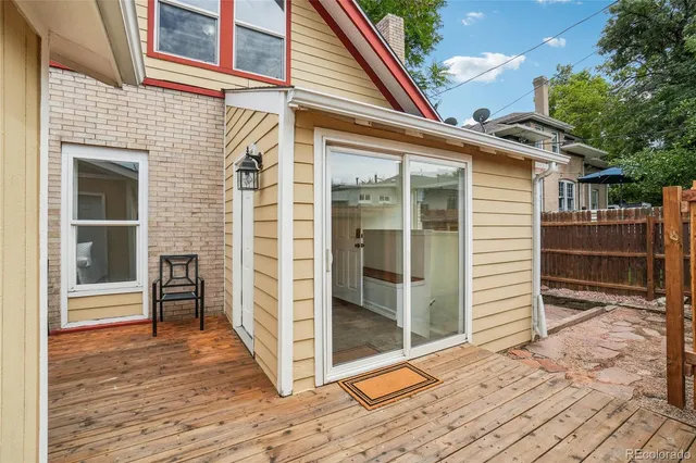 a view of a porch with a bench