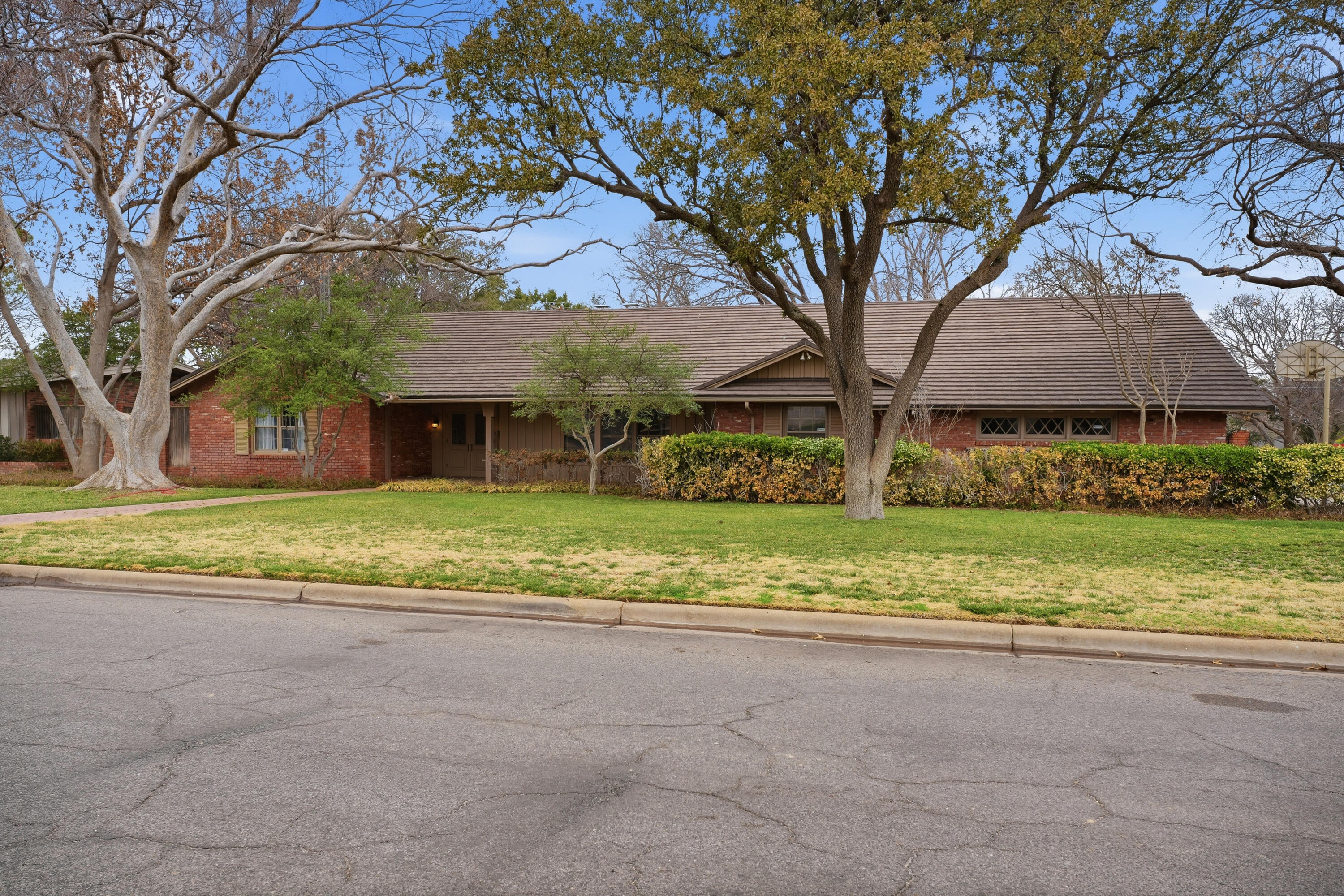 a view of a house with a large tree and a big yard