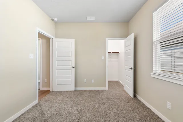 an empty room with closet