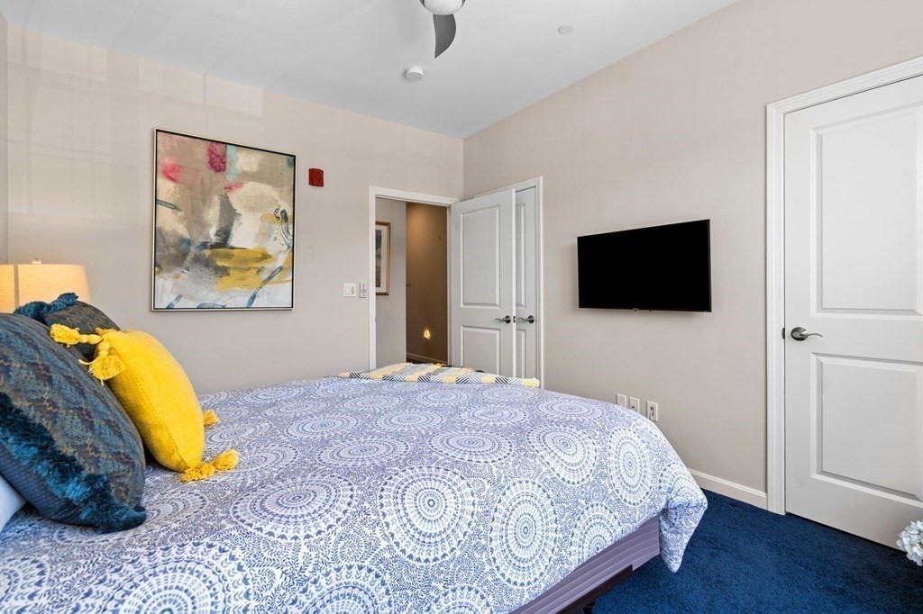 1 Revolution Way, Unit 201 Canton, MA 02021 - Photo 19 of 38 a bedroom with a bed and a flat screen tv