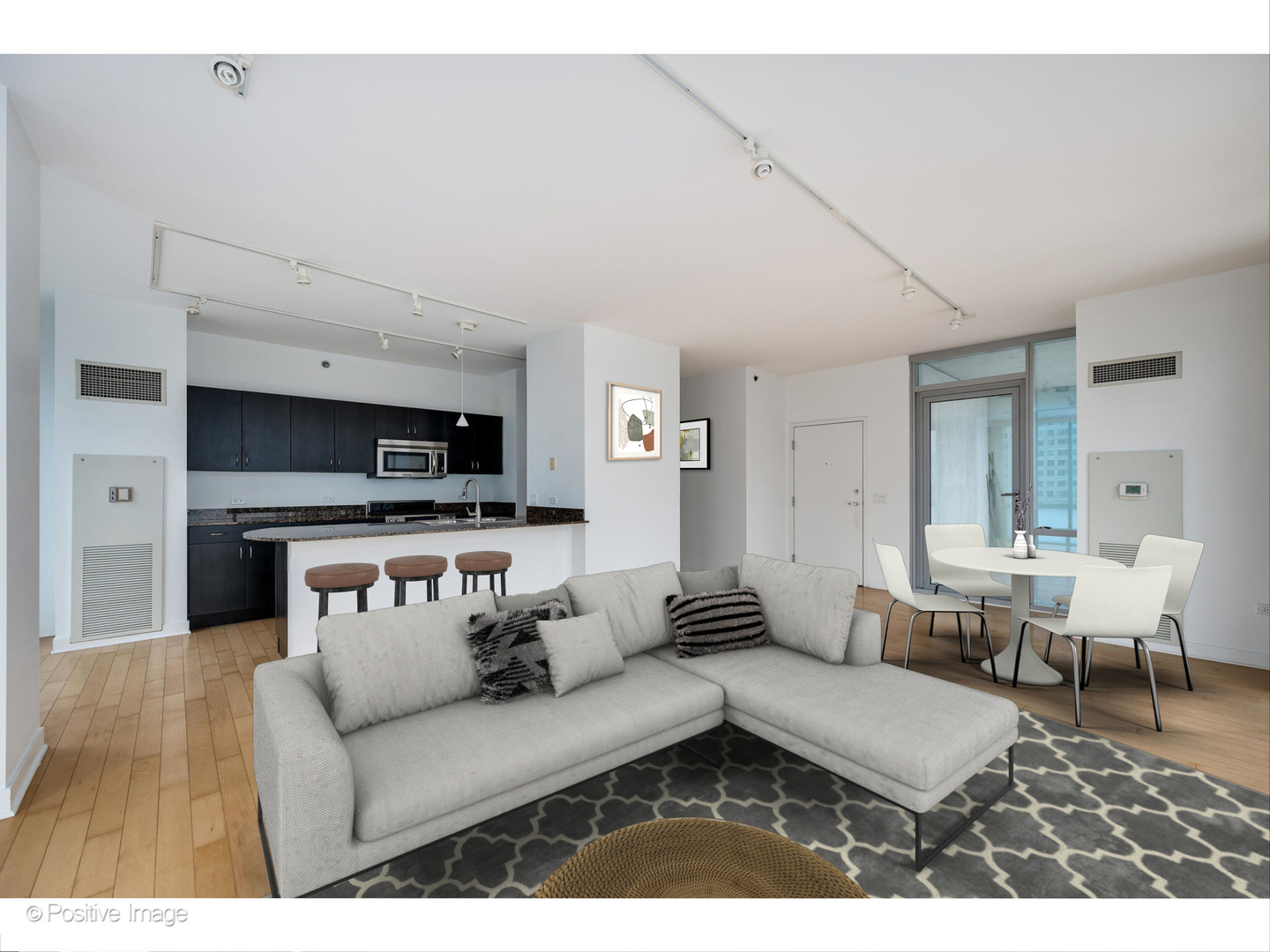 8 East Randolph Street, Unit 2808 Chicago, IL 60601 - Photo 3 of 22 a living room with furniture and a flat screen tv