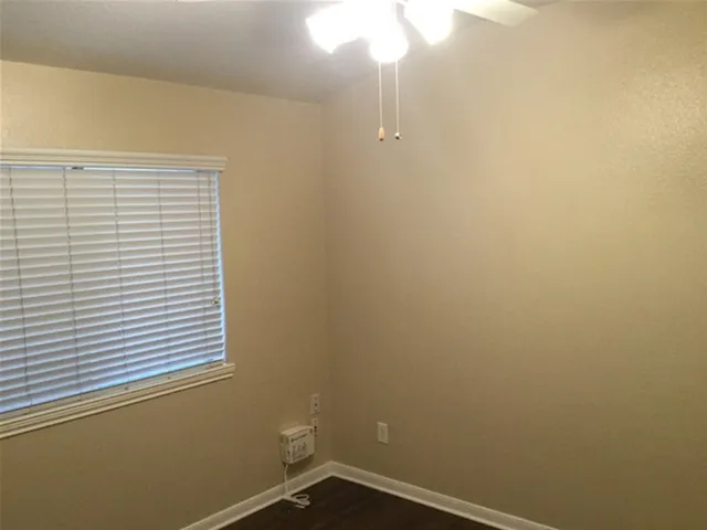 a view of a small space with a window