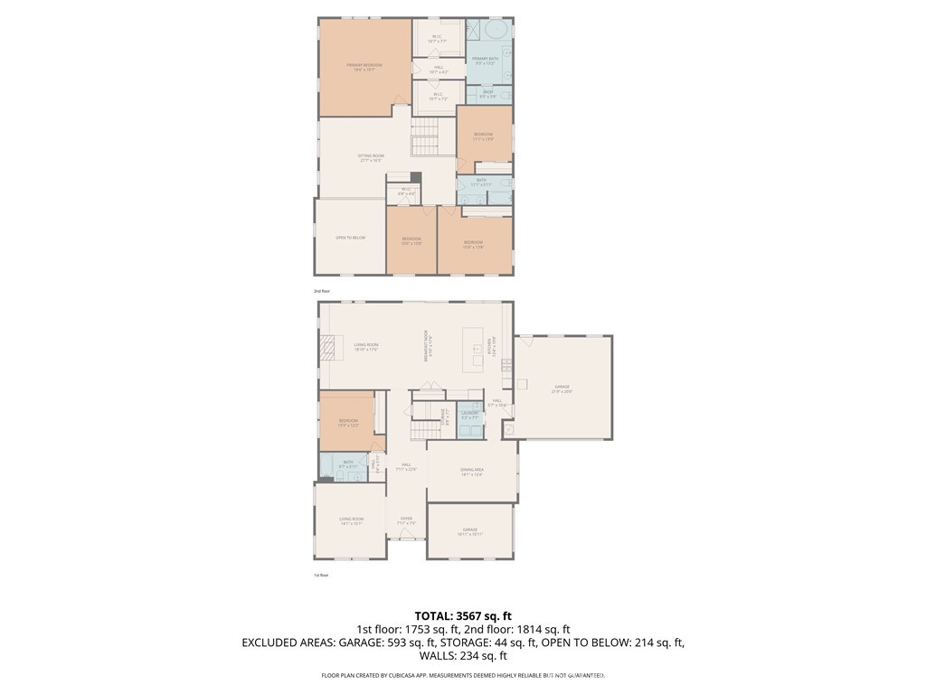 4976 Golden Ridge Place Rancho Cucamonga, CA 91739 - Photo 54 of 56 Floor plan birds eye view up 1st and 2nd floor (May not be exact measurements)
