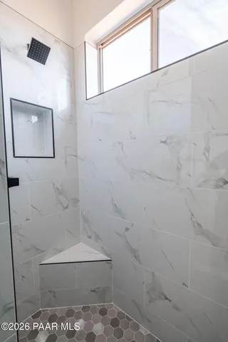 a bathroom with a bathtub