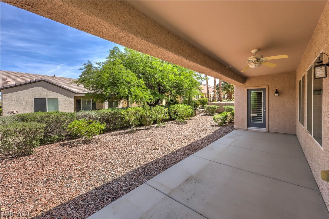 2276 Saxtons River Road Henderson, NV 89044 - Photo 30 of 49 Rear Yard with Covered Patio and Gas BBQ Stub