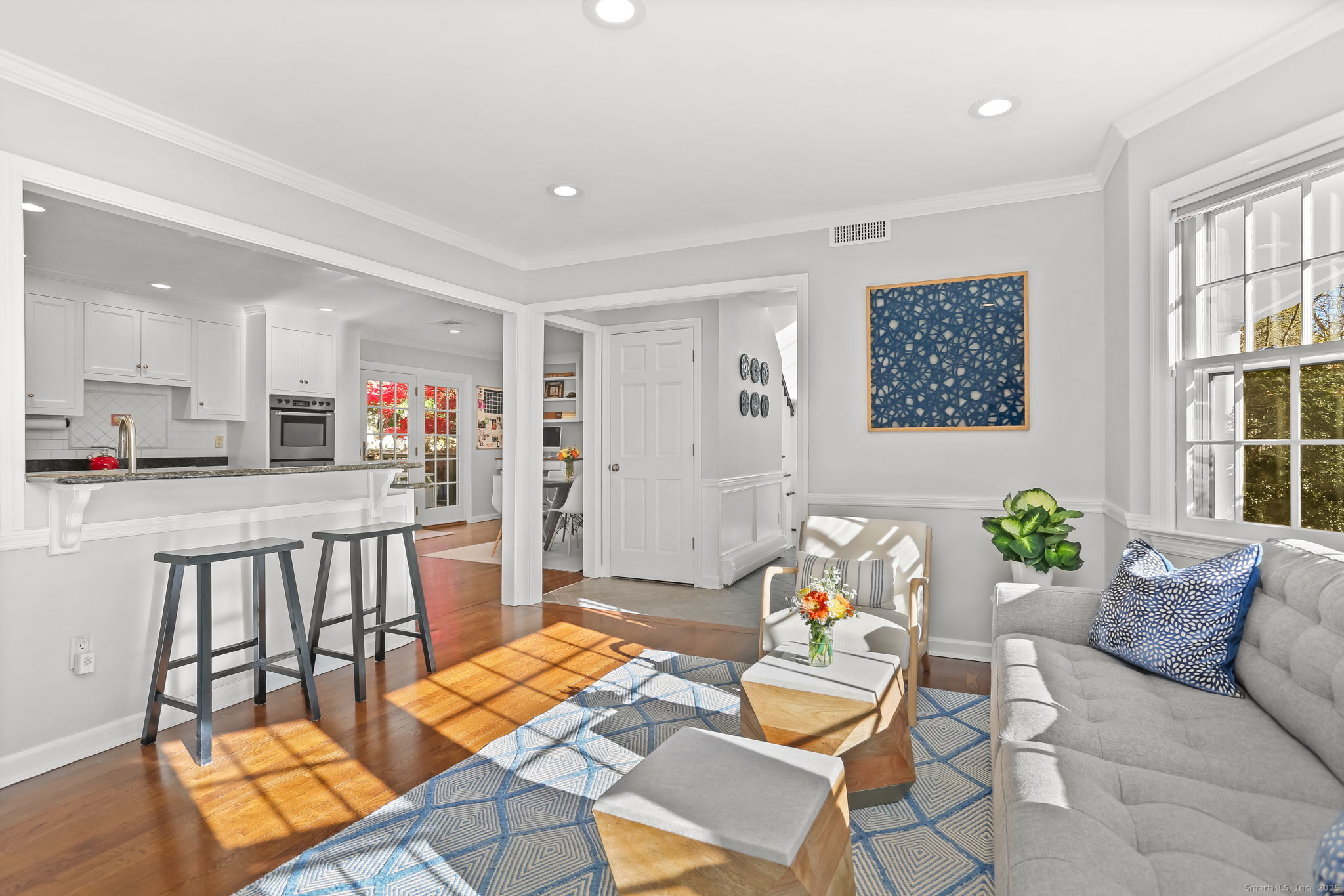 5 Willow Walk Road Westport, CT 06880 - Photo 11 of 40 a living room with furniture and kitchen view