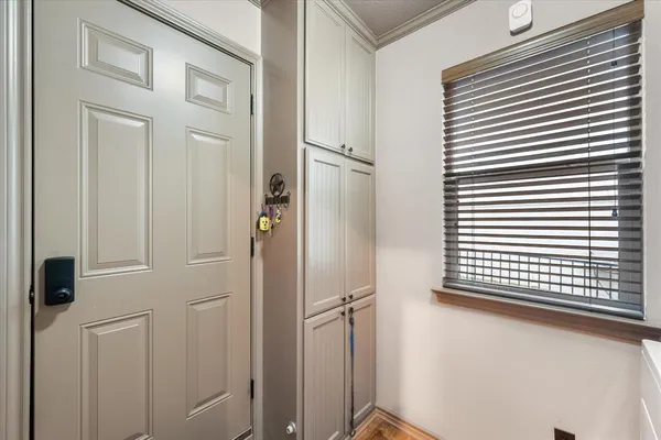 a view of a bedroom with closet area