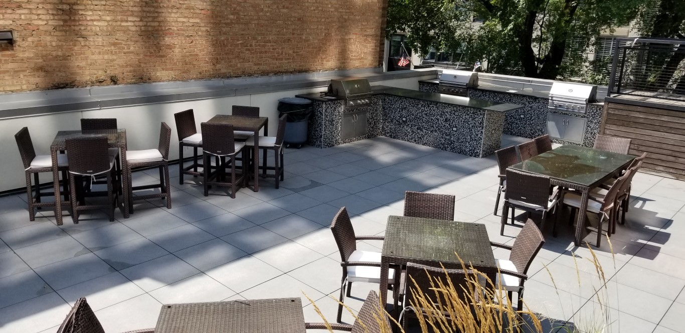 21 West Goethe Street, Unit 7C Chicago, IL 60610 - Photo 20 of 24 a view of a patio with table and chairs and potted plants