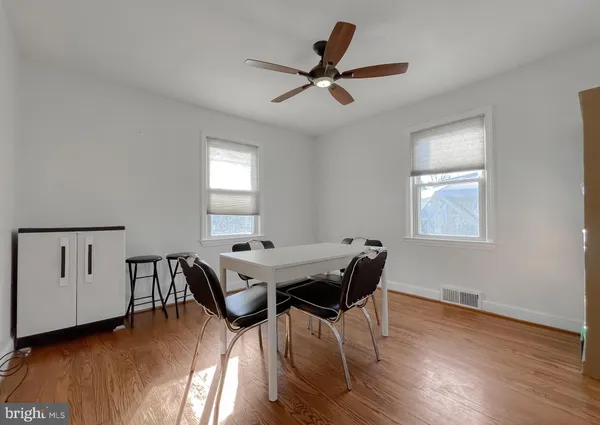 a workspace with wooden floor