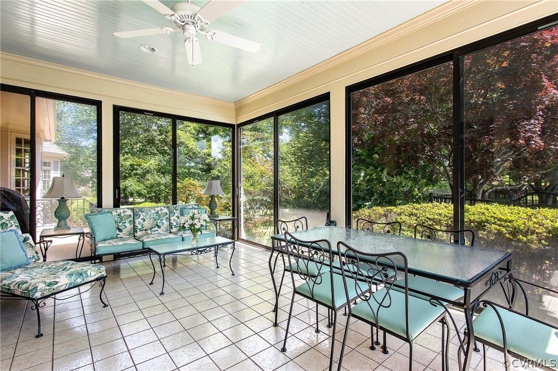 5960 Springfield Road Glen Allen, VA 23060 - Photo 17 of 50 Florida room with tiled flooring, ceiling fan and