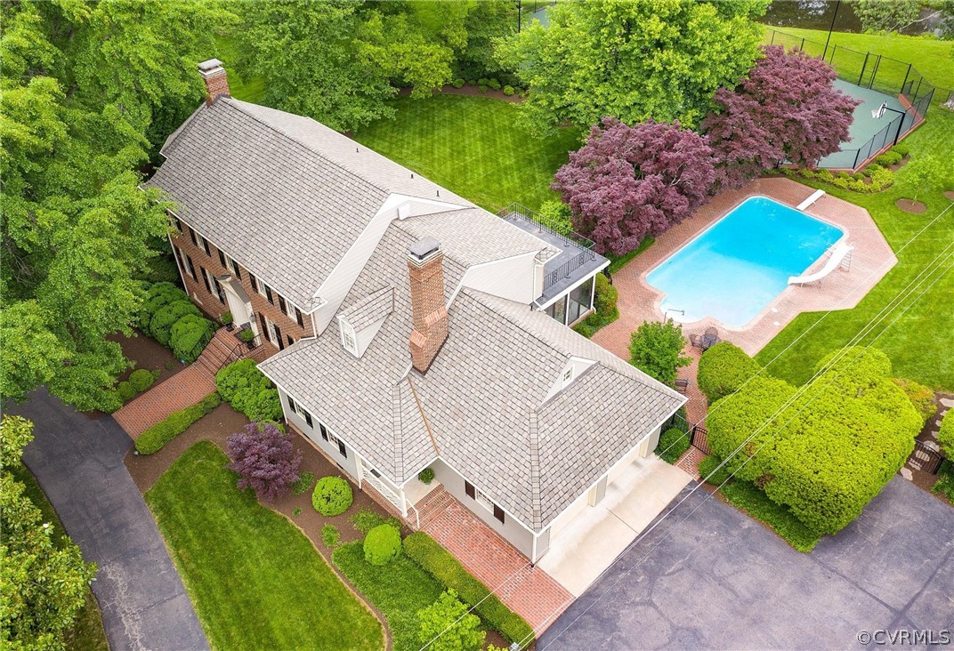 5960 Springfield Road Glen Allen, VA 23060 - Photo 41 of 50 Aerial view of home with pool and tennis court vie