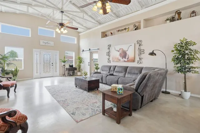 a living room with furniture