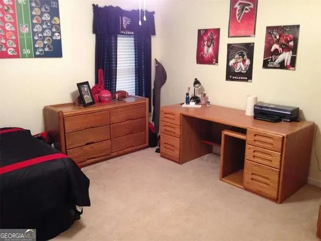 a room with a chandelier