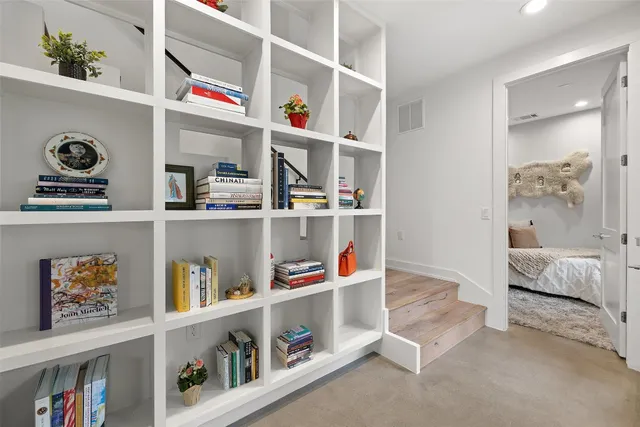 a workspace with furniture and closet