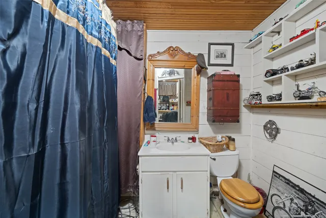 a view of a backyard with a tree