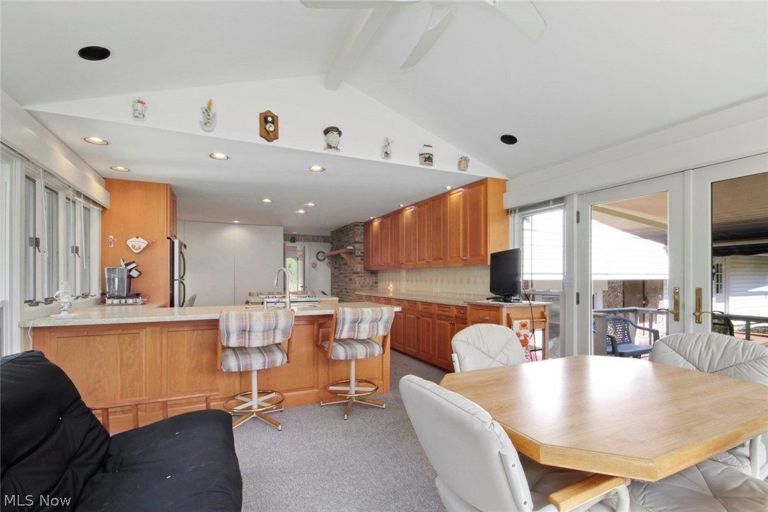 Eat in kitchen walks out to deck.