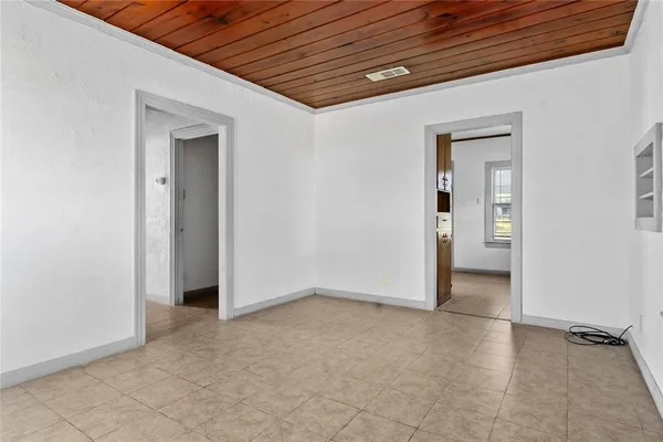 an empty room with closet