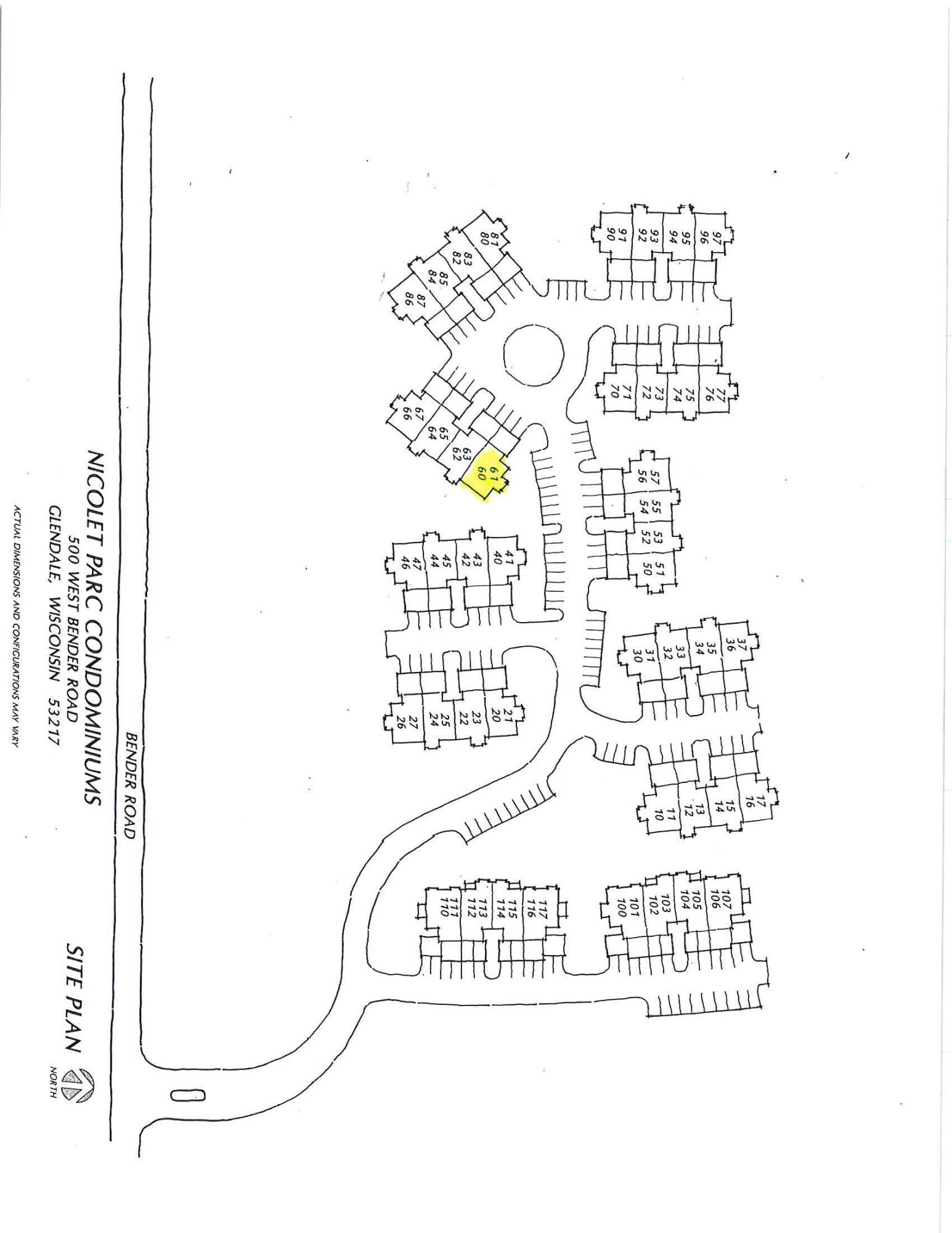 500 West Bender Road, Unit 61 Glendale, WI 53217 - Photo 35 of 36 Nicolet Parc Condos Building Map