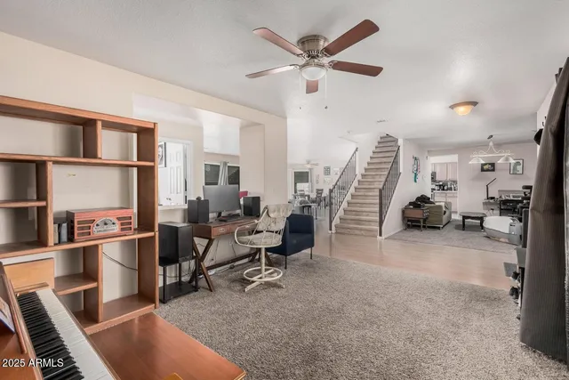 a living room with furniture