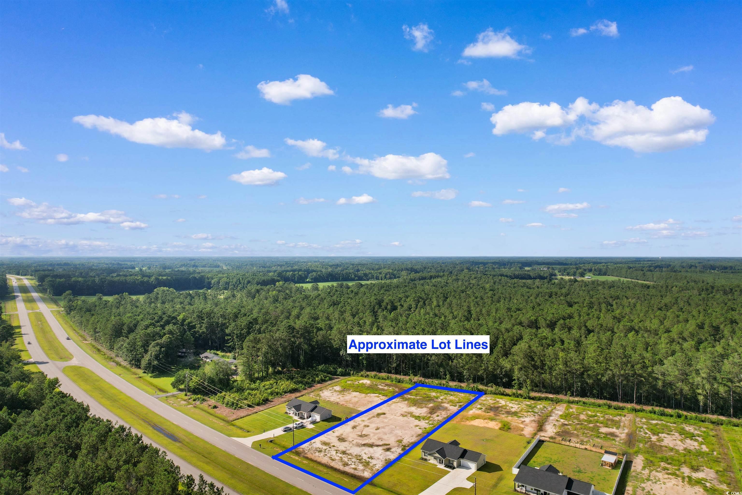 9 Loris Sc 29569 Loris, SC 29569 - Photo 13 of 20 Aerial view of property and surrounding area with a forest and property parcel outlined