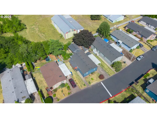 an aerial view of a house
