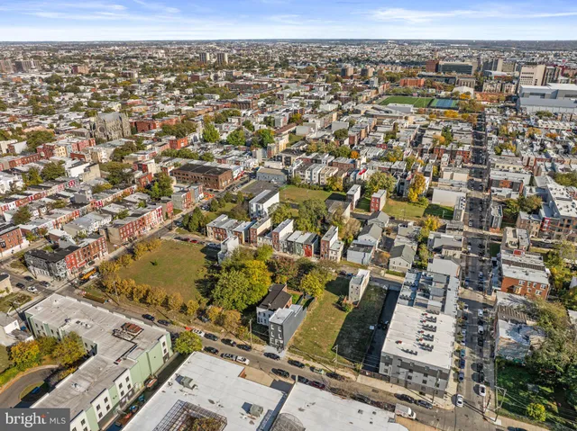 an aerial view of a city