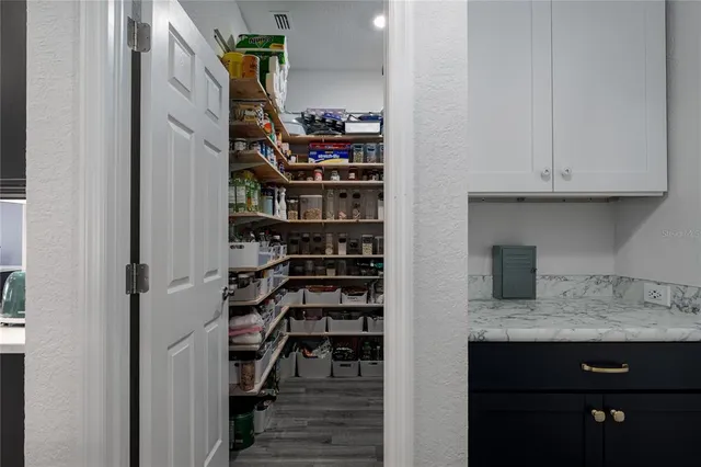 a view of walk in closet and utility room