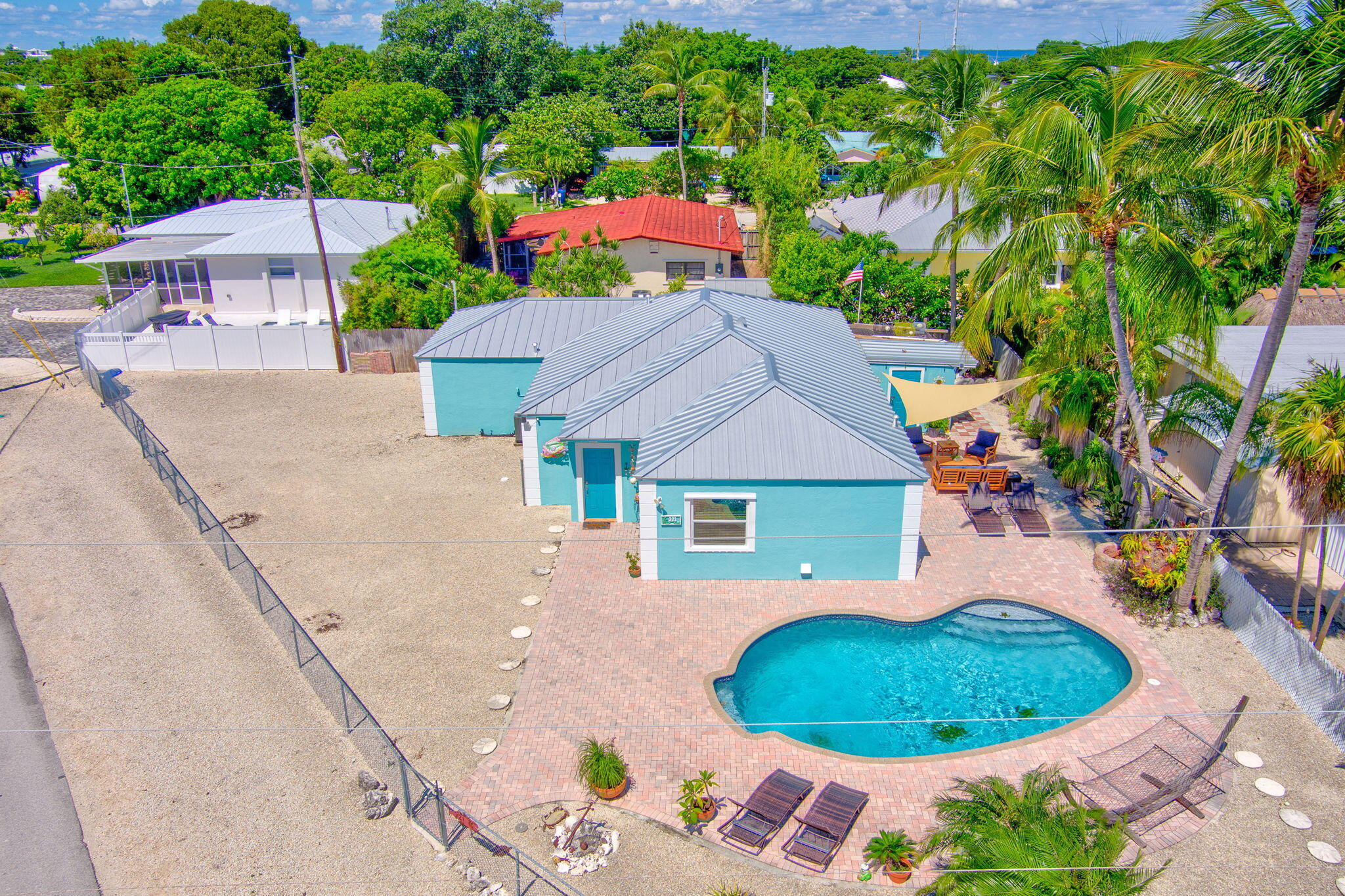 an aerial view of a house
