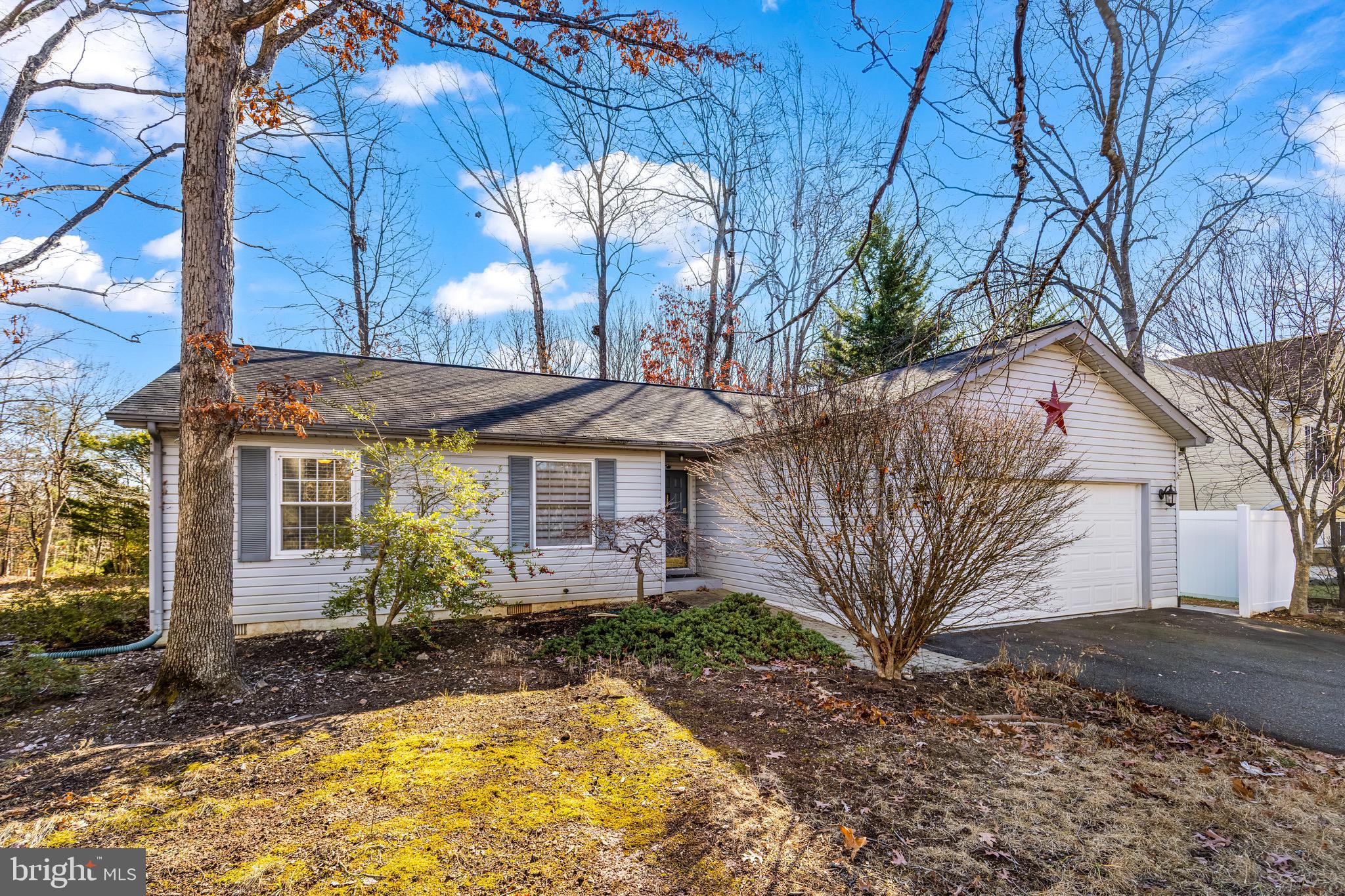a front view of house with a garden