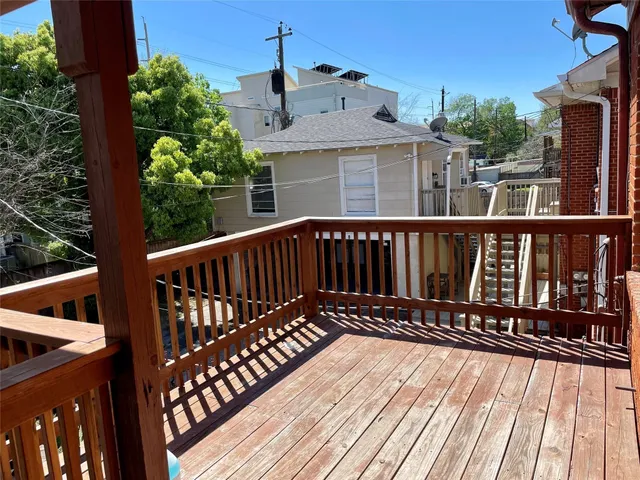 a view of a wooden deck