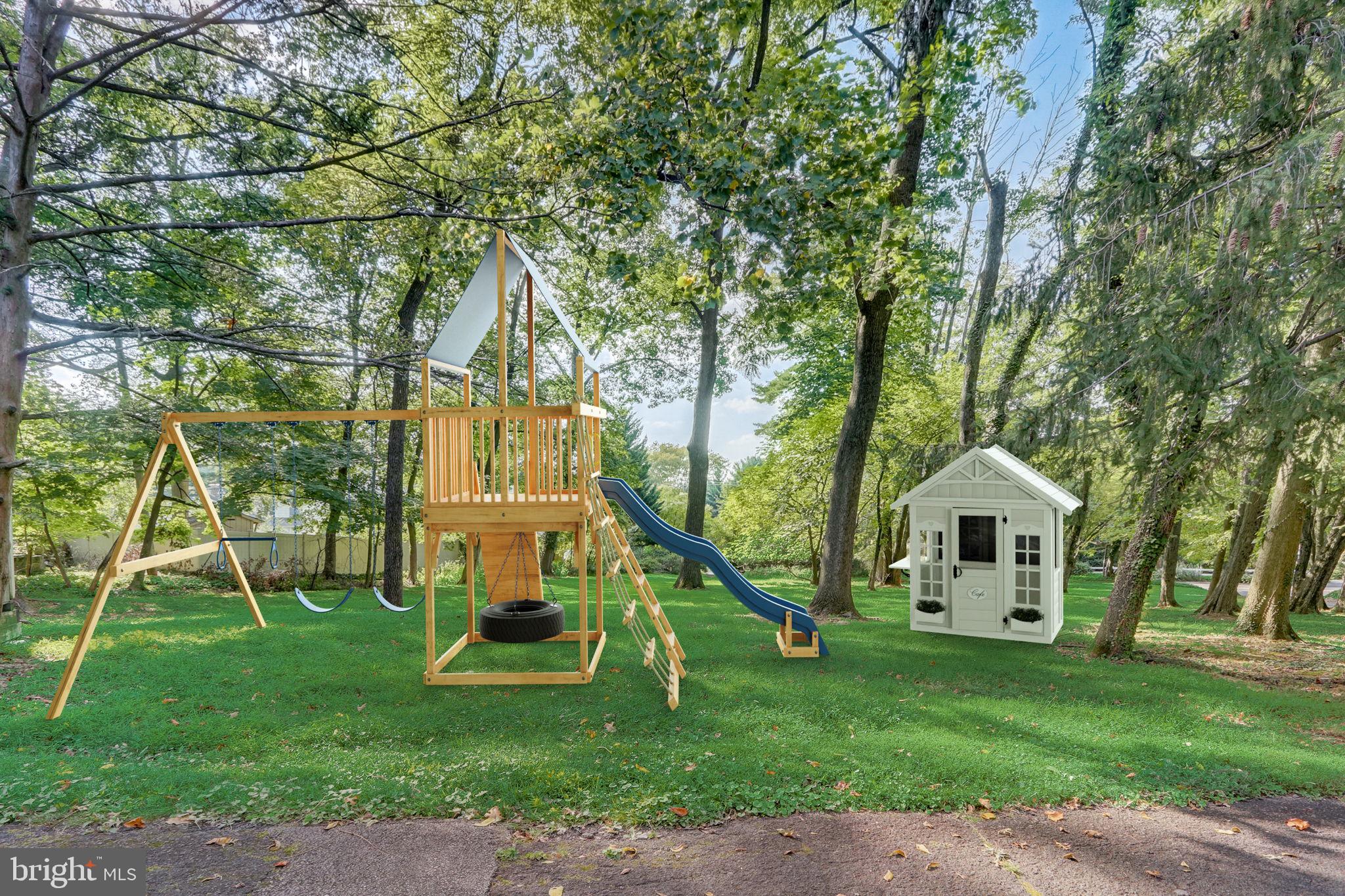 931 Rydal Road Jenkintown, PA 19046 - Photo 61 of 64 Swing set Virtually Staged