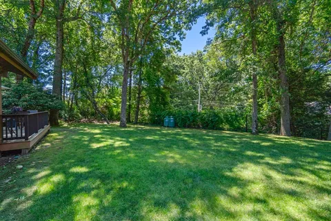 a view of a backyard with a trees
