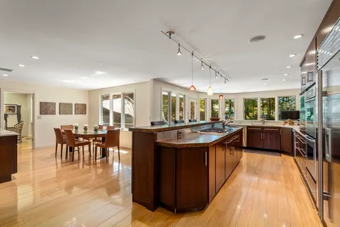 a kitchen with lots of counter top space