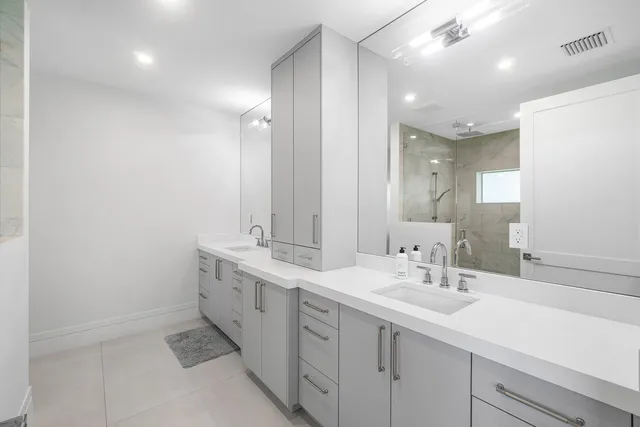 a view of a lake with a city