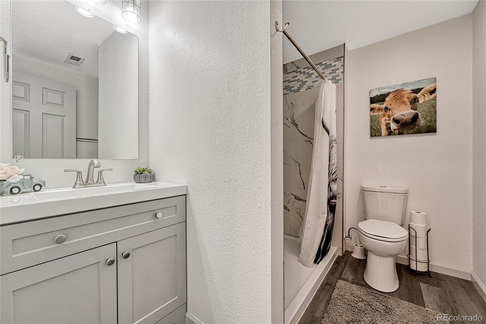 2460 Eileen Way Parker, CO 80138 - Photo 22 of 47 a bathroom with a sink a toilet and shower