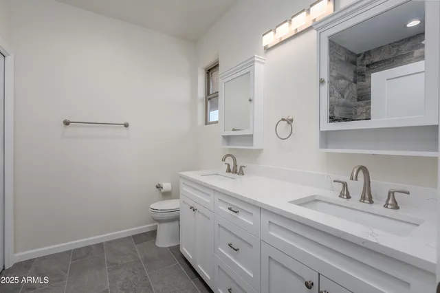 a bathroom with a toilet a sink and mirror