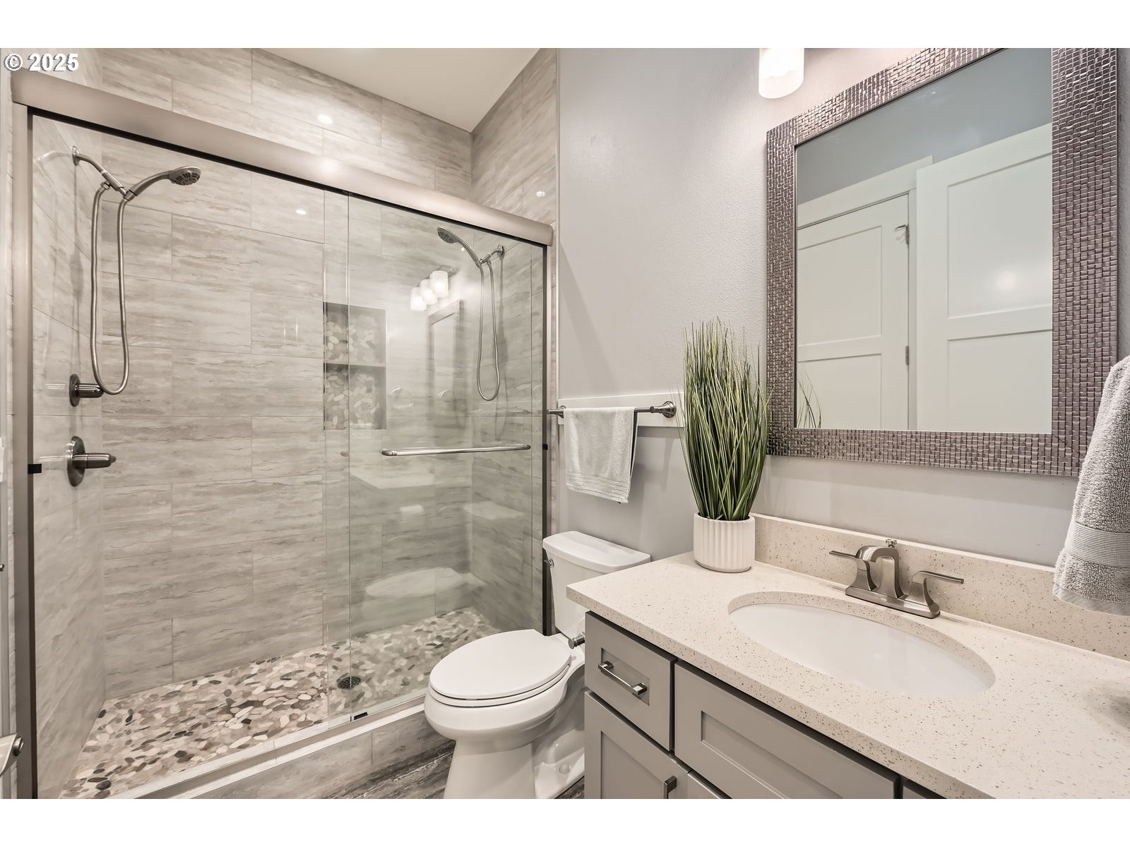14880 Southeast Anderson Road Damascus, OR 97089 - Photo 22 of 45 a bathroom with a granite countertop sink toilet and shower