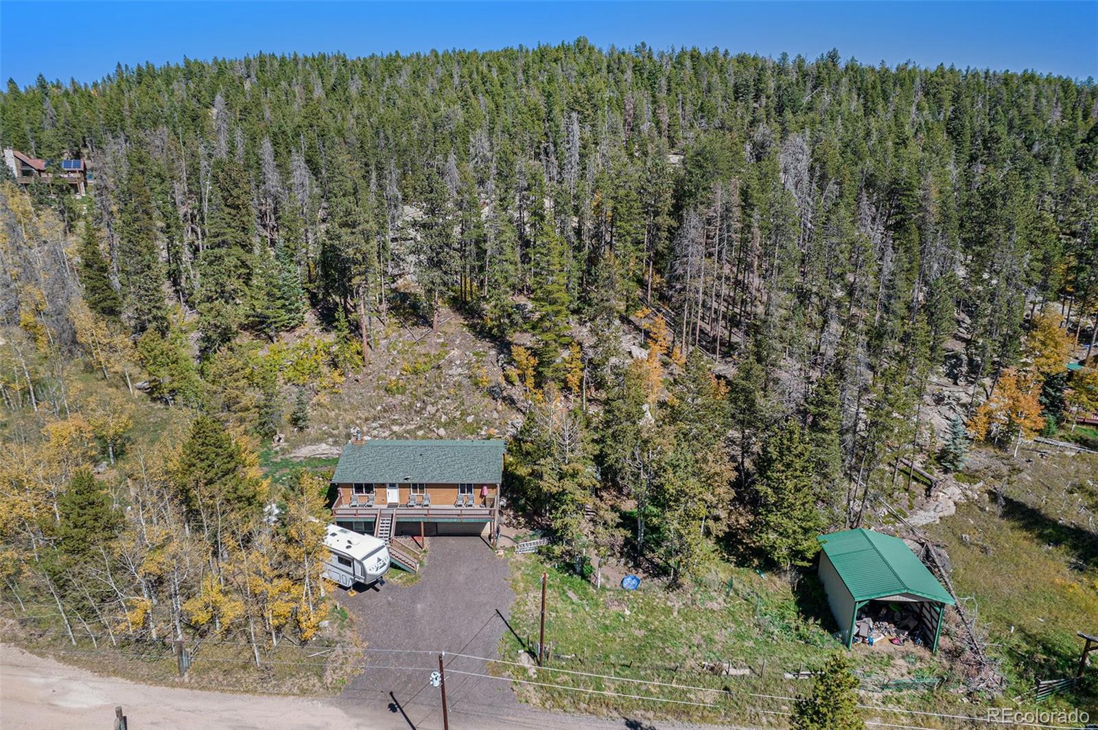 21795 Indian Springs Road Conifer, CO 80433 - Photo 26 of 29 an aerial view of a house with a yard