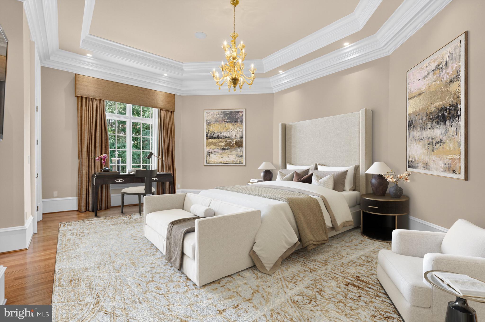 1174 Old Tolson Mill Road McLean, VA 22102 - Photo 14 of 35 a spacious bedroom with a bed and ceiling fan