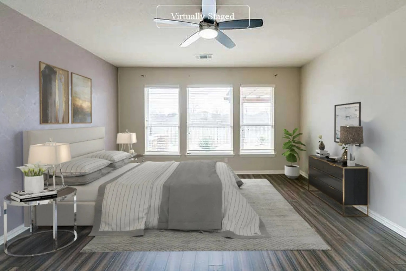 19717 Abigail Way Pflugerville, TX 78660 - Photo 6 of 9 a spacious bedroom with a large bed a chandelier and windows